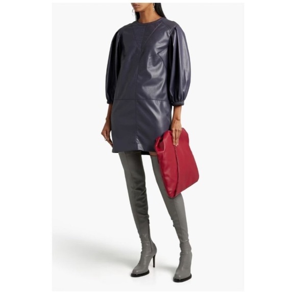 Joie Wyanna Vegan Leather Mini Dress Graphite grey NWT XL - Picture 3 of 9